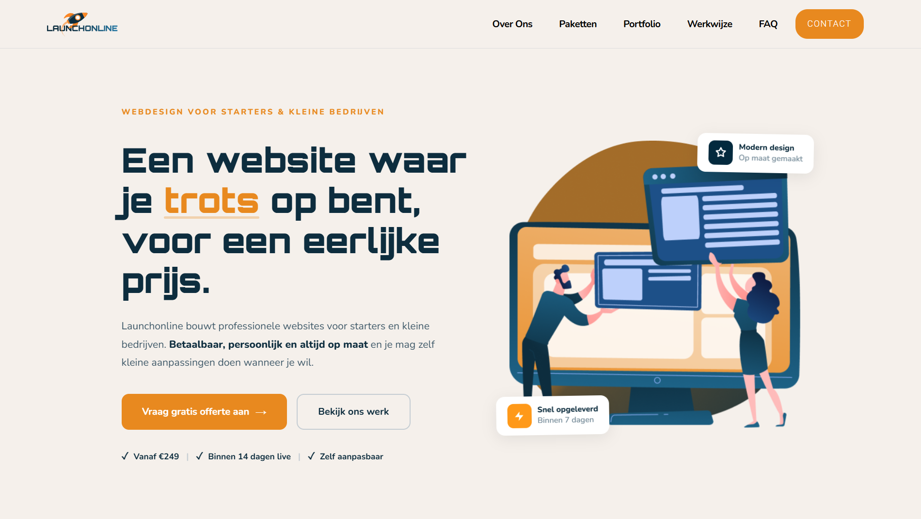 LaunchOnline website screenshot - eigen website ontwerp en development