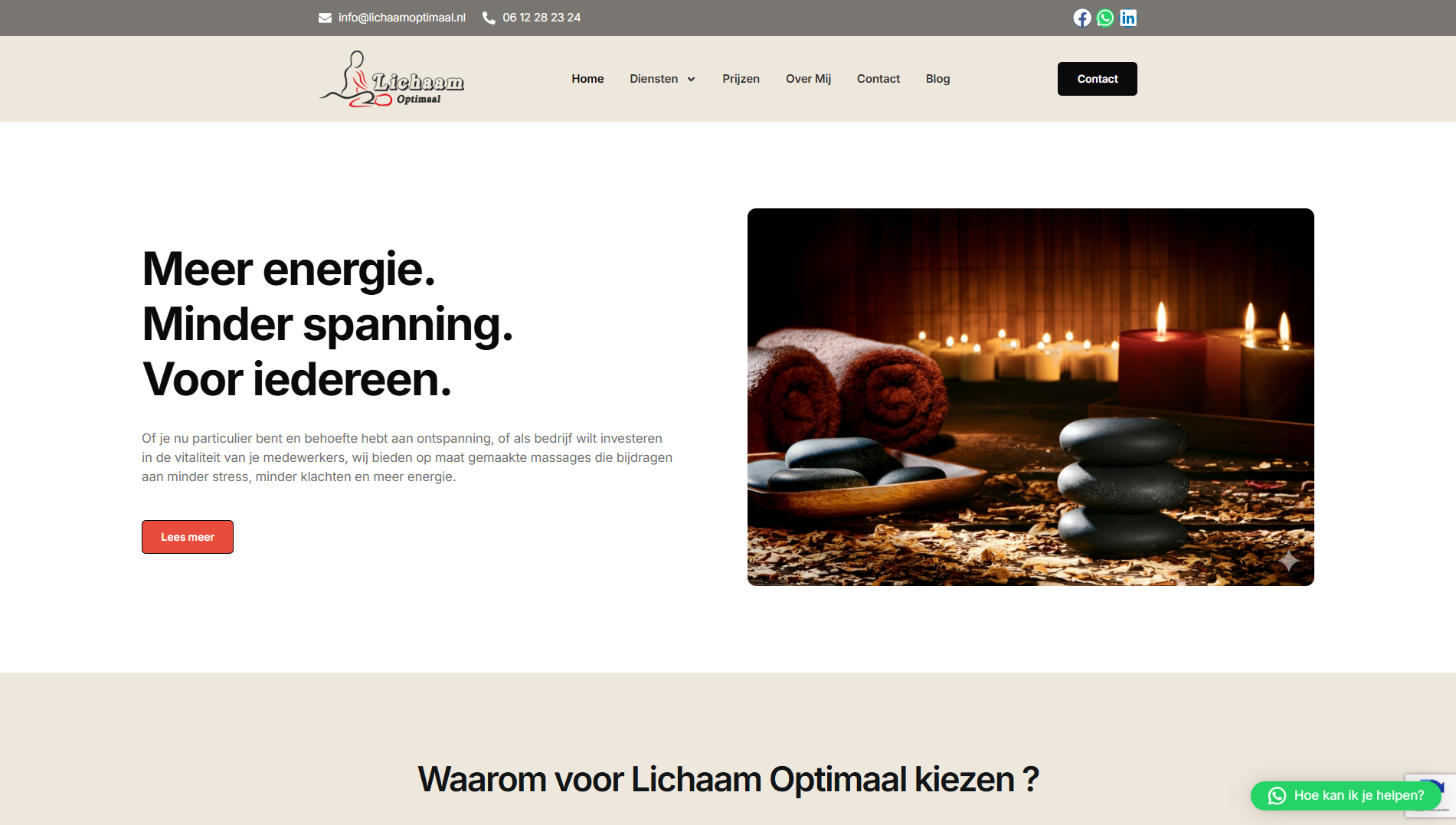 Lichaam Optimaal website screenshot - redesign project door LaunchOnline
