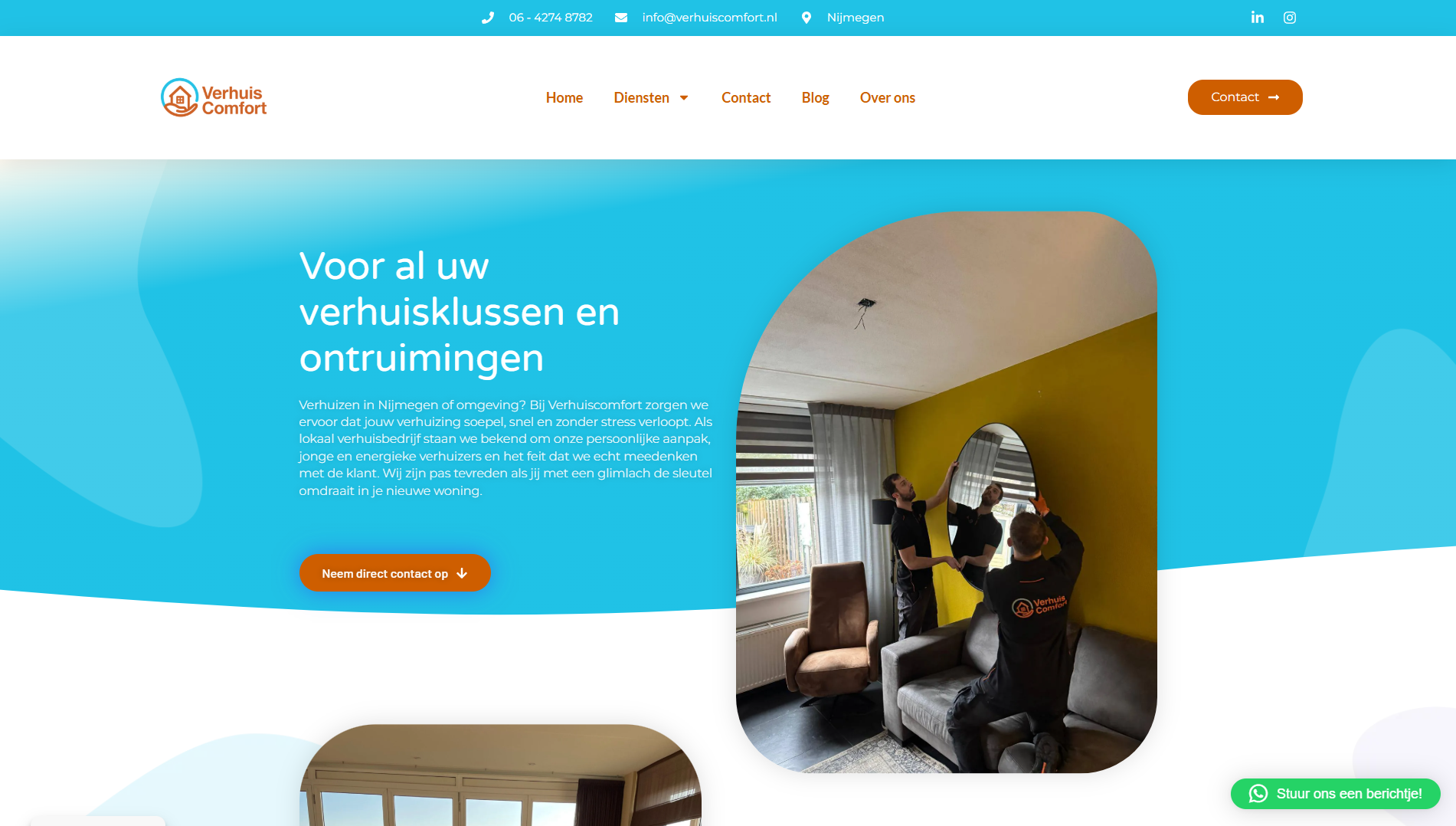Verhuiscomfort website screenshot - webdesign project door LaunchOnline